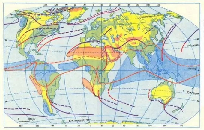 Frentes atmosféricos en el mapa climático